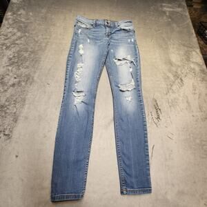 GUESS Jeans Womens 28 Blue Skinny Distressed Extra-Slim Low Rise Light Wash